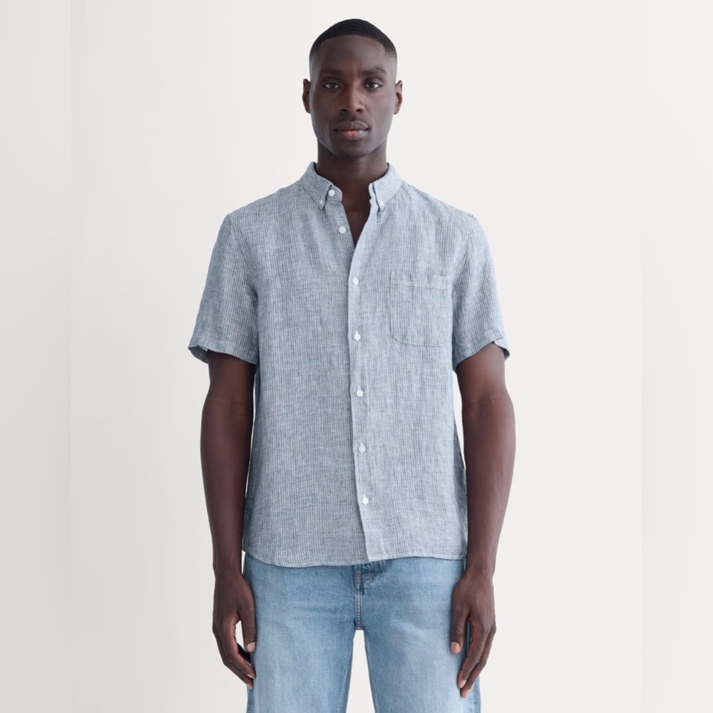 NWT Everlane The Linen Short Sleeve Standard Fit Short Sleeve Shirt Size Large